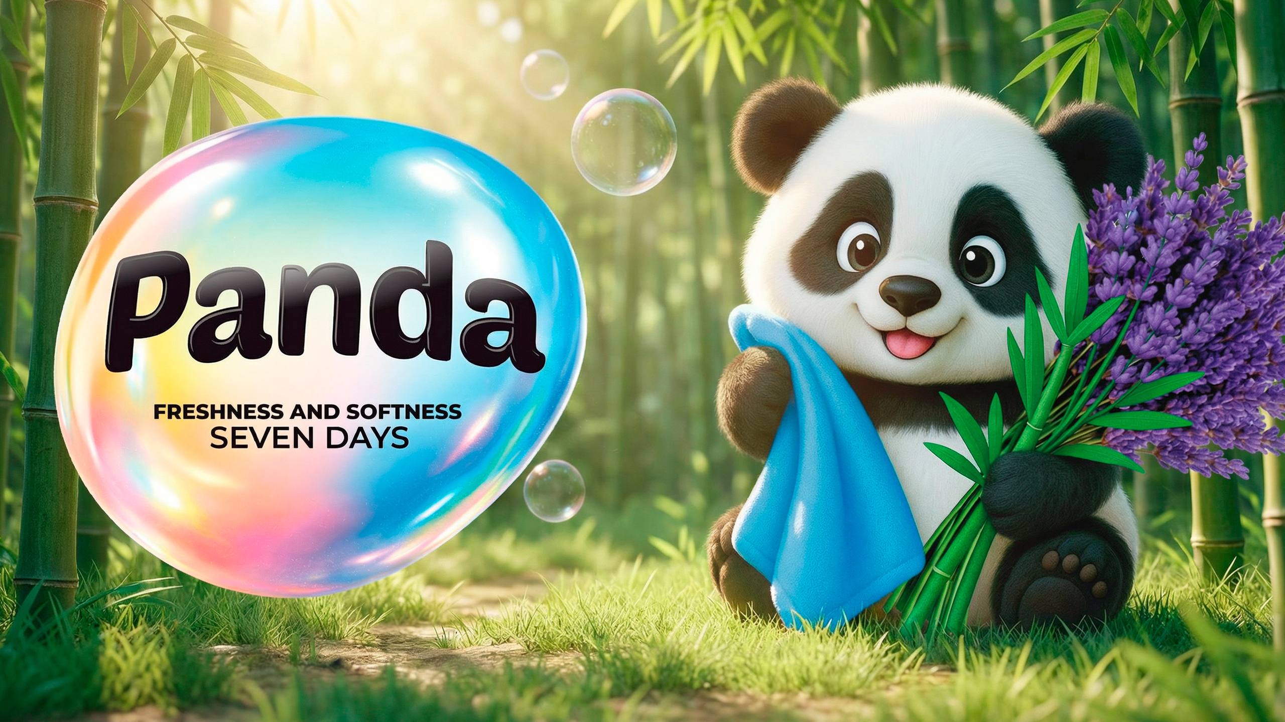 PANDA brand banner — Freshness and Softness Seven Days